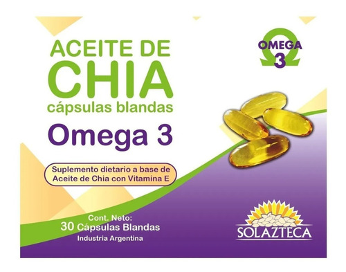 Chia Capsulas X 30 Comprimidos Omega 3 Solazteca Sabor Neutro