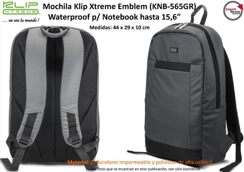 Mochila Klip Xtreme Emblem Knb-565gr Waterproof P/note 15,6