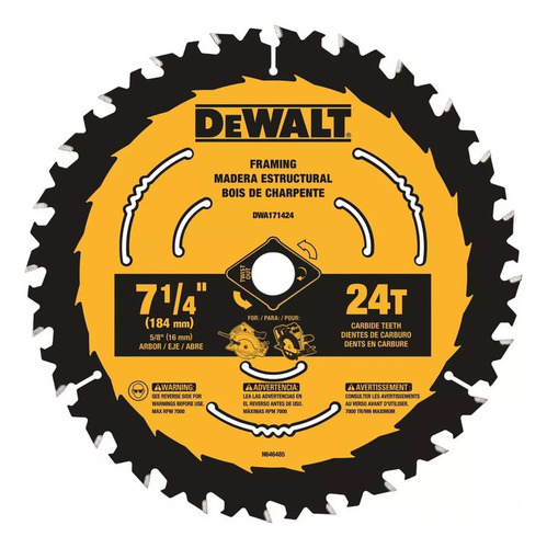 Hoja de sierra circular Dewalt para madera, 184 mm