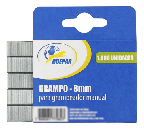 Grampo Reto 8mm Para Grampeador Tapeceiro Caixa 1.000 Guepar