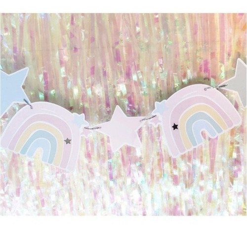 Imagen 1 de 2 de Guirnalda Banderines Arcoiris Y Estrellas Lovely Cotillon