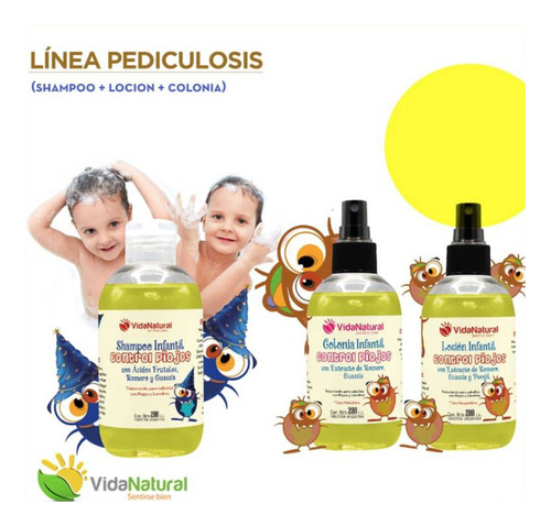 Kit Control Piojos X3 Shampoo +loción+ Colonia Vida Natural