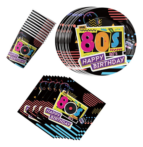 Cotillón Vajilla Cumpleaño Retro Back To The 80's Disco