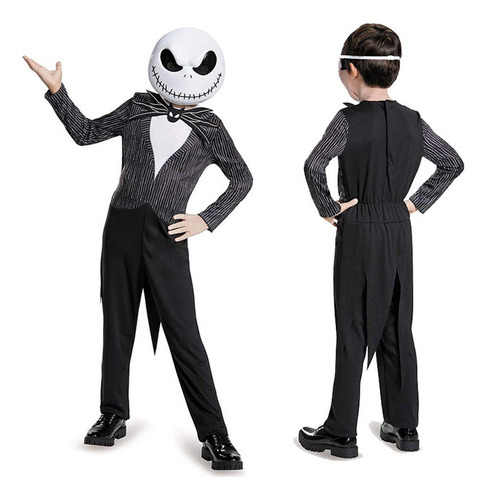 Traje De Cosplay Infantil De Halloween Jack Skellington +