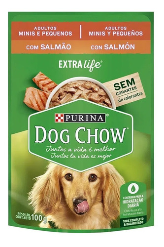 Alimento Dog Chow Vida Saudável Sana Raças pequenas para cão adulto de raça pequena sabor salmão em saco de 100g