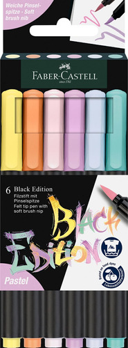 Faber-castell Boligrafo Pincel Edicion Negra Color Pastel 6