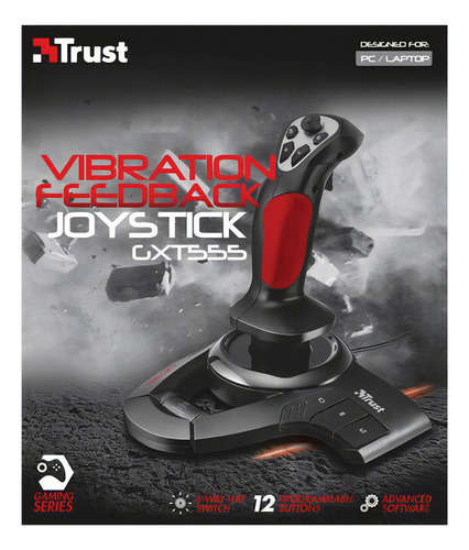 Joystick Trust Gaming Predator Pc, cor preta