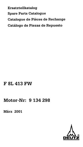 Manual Catalogo Piezas De Repuesto Motor Deutz F8l413