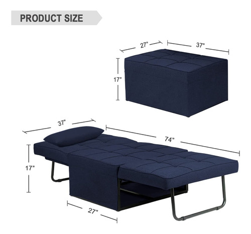 Sofá Cama Otomana Plegable, Silla Convertible 4 En 1