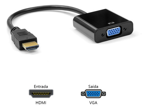 Cabo Conversor Adaptador Hdmi Para Vga Pluscable