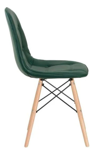 Kit 4 Cadeiras Estofada Eames Botonê Couro Sintetico Estrutura Da Cadeira Verde-musgo