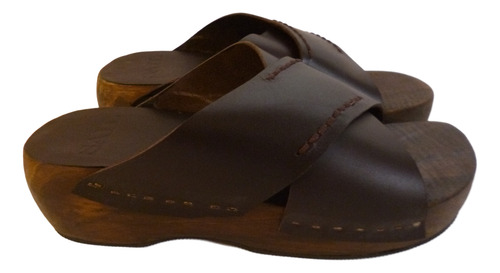 Zuecos Cuero Mujer Marrón 37