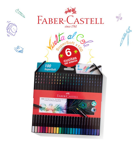 Imagen 1 de 6 de Lápices De Colores Eco Supersoft X 100 Faber-castell