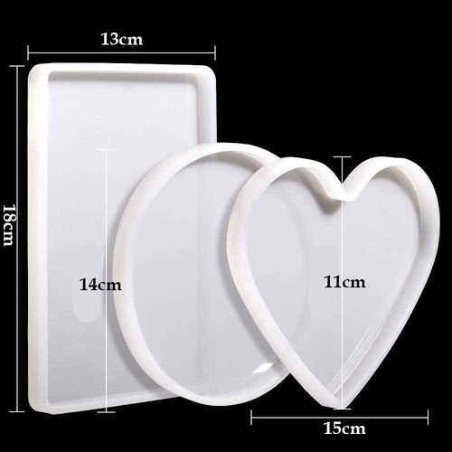 Aplicável A 3 Grandes Moldes Silicone Resina Coração