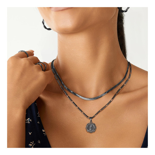 Collares Iniciales De Kissyan Para Mujeres, Tono Negro De De