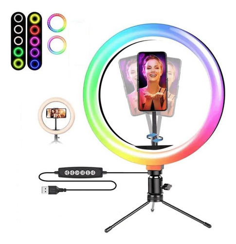 Iluminador Led Circular 8 Mj20 Rgb 25w Soft Ring Light Live