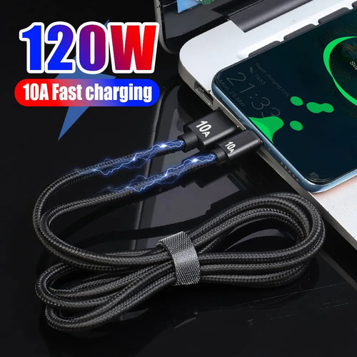Cable De Datos De Carga Rápida De 120 W, 10 A, Cable Usb Tip