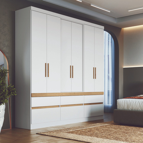 Closet Cronos 6 Puertas 6 Cajones Vekka Color Blanco