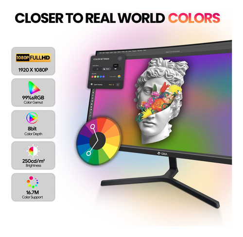 Monitor Curvado De 24 Pulgadas Fhd 2800r 75hz Bisel Estrecho