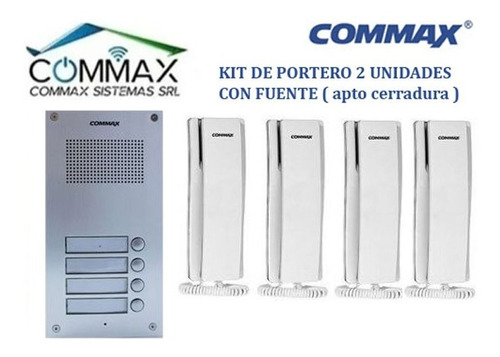 Kit Portero Commax 4 Pulsadores Frente 4um + 4 Tel Ss + 12v
