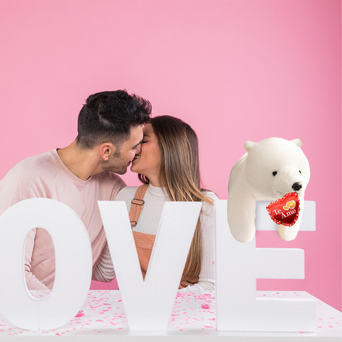 San Valentin Peluche De Oso Polar Con Corazon Te Amo Color Te Amo Rojo