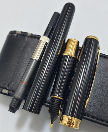 Original Pluma Fuente Parker Sonnet M Oro Nib 18k-750 France Negro Sin Tinta (Usado)
