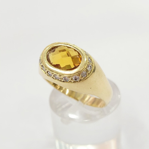 Anillo Sello Oro 18kts Engarce De Cubics 5,1grs N°18 Brumat