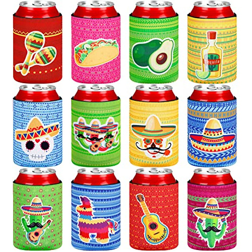 12 Fundas Latas Mexicanas, Fiesta 12 Oz, Funda De Neopr...