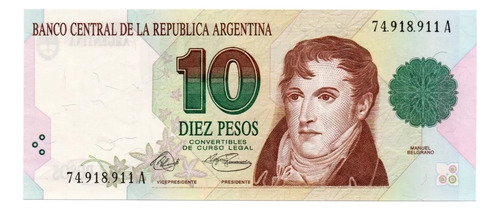 Billete Argentina 10 Pesos Convertibles 1er Dis Bottero 3037