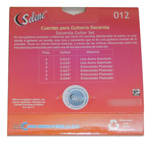 Juego De Guitarra Profesional De 12 Cuerdase Modelo - 012 (f