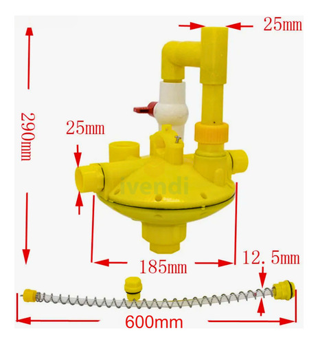 Kit 5 Regulador Controlador Pressão Água Bebedouro Aves Cor Amarelo