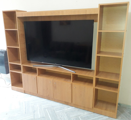 Rack, Tv Hasta 65´ En 18 Mm, Roble Claro Armado 4 Módulos