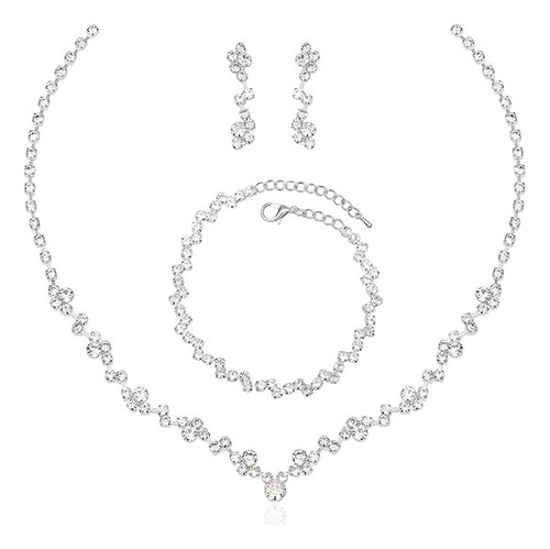 Yevo Conjunto De Joya Collar Aretes Pulsera Para Boda Novia
