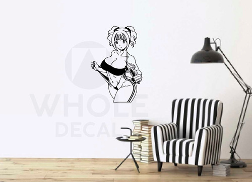 Vinilo De Pared Mujer Fitness Estilo Anime En Vinilo D Corte