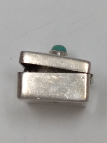 Imagen 3 de 5 de Cajita Mini De Plata Para Pastillas Con Turquesa Ley 925