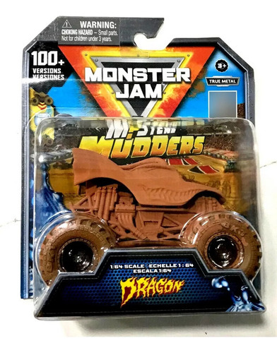 Monster Jam - Escala 1:64 Mistery Mudders Dragon Barro Auto