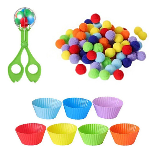 Pompones Rainbow Counting Sorting, Juguetes Sensoriales Mont