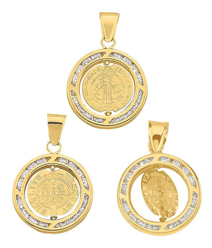Medalla San Benito Giratoria Oro 10k - 1701
