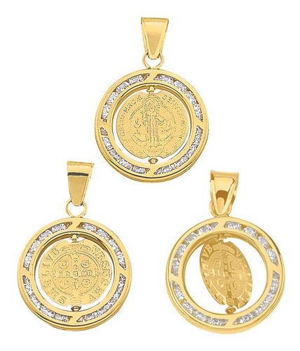Imagen 1 de 2 de Medalla San Benito Giratoria Oro 10k - 1701