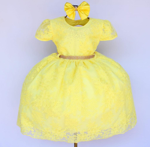 Vestido Infantil Festa Renda Com Tiara Pronta Entrega