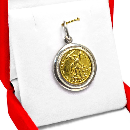 Medalla San Miguel Arcangel 18mm Plata 925 Y Oro 18k 
