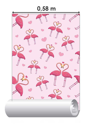 Imagem 4 de 5 de Papel De Parede Adesivo Flamingos Namorados N03118 Rolo De 0
