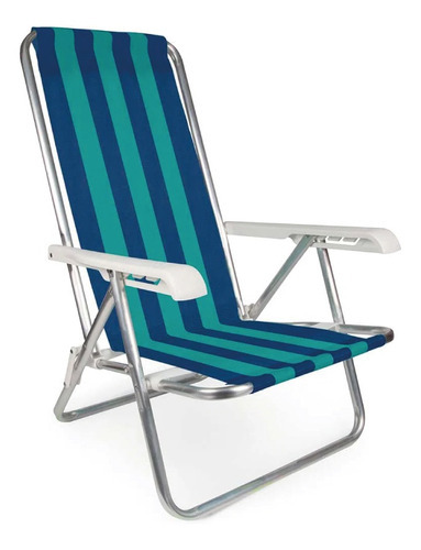 Silla de playa reclinable de 4 posiciones de acero plegable Mor, color azul/azul oscuro