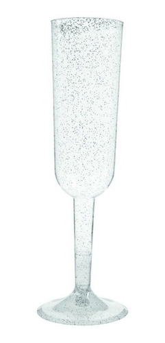 8 Copas Plastico Glitter Brillo Plata Fiesta Brindis 7oz