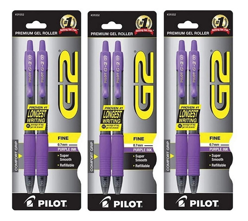 Boligrafo Gel Recargabl Retractil Punta Fina Tinta Morada 2