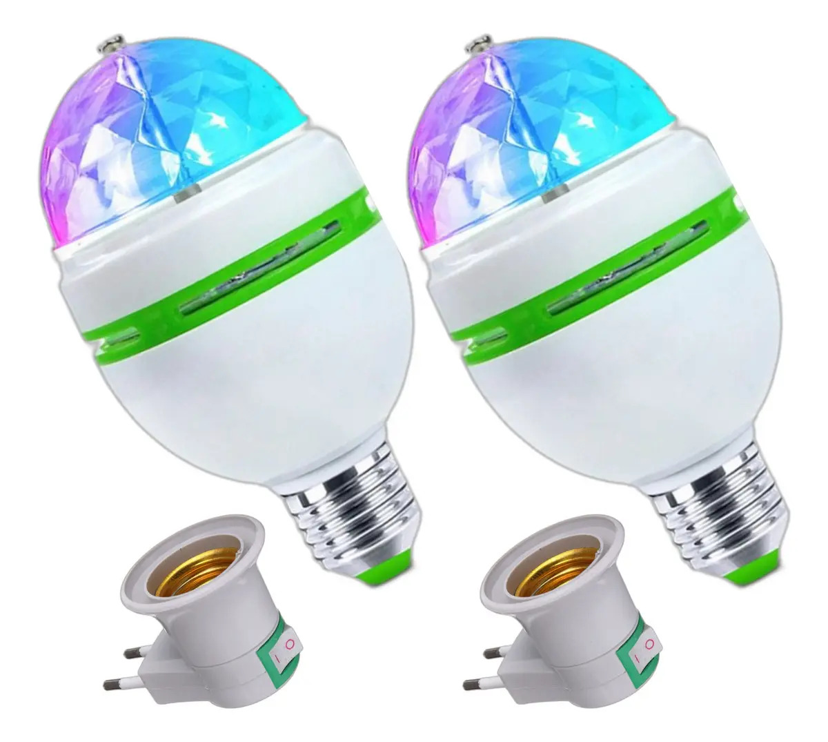 Kit 2 Lâmpadas LED Giratórias Bartolotti RGB Festa Balada 7 LEDs