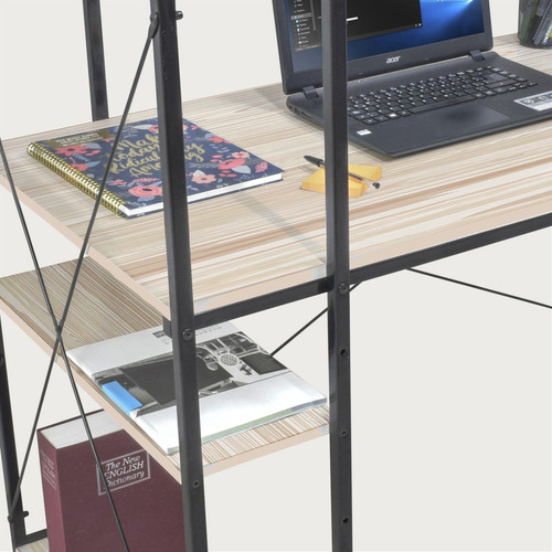 Escritorio Oficina Repisa Para Computadora Estilo Industrial Beige