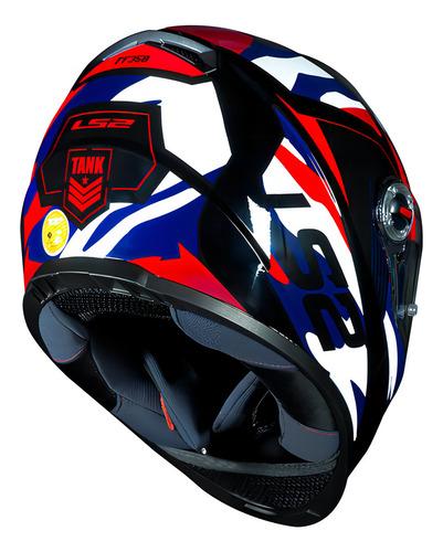 Casco Integral Para Moto LS2 FF358 Tank Azul Rojo Blanco Talle S