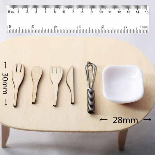 6x 1/12 Eggbeater Egg Bowl Espátula Modelo Set Escena De