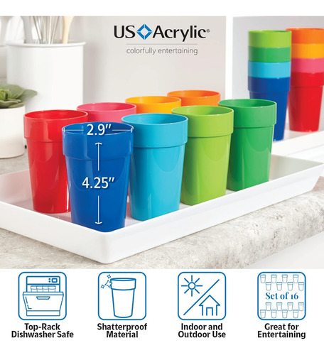 Vasos Apilables Irrompibles De Plástico De 10 Onzas 8 ...